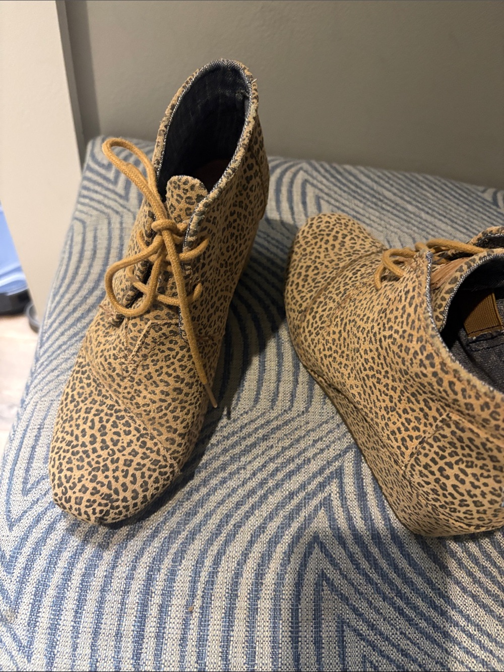 Tan Leopard Print Lace-Up Ankle Boots